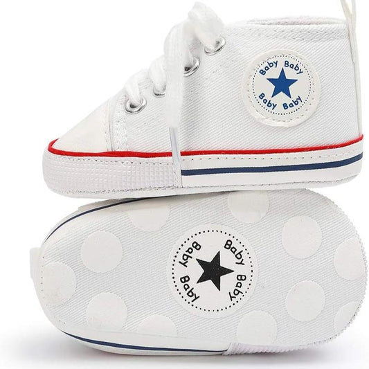 Unisex Baby Boy Girl Canvas Sneaker Soft Sole Ankle Infant First Walkers Crib Shoe