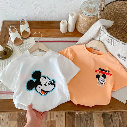 Donald Duck Pattern Boys T-shirt 2024 New Summer Clothing 1-6 Age Children's Wear Tops Short Sleeve Tees Kids Cartoon T Shirts