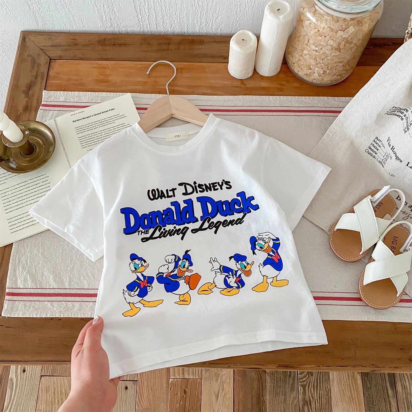 Donald Duck Pattern Boys T-shirt 2024 New Summer Clothing 1-6 Age Children's Wear Tops Short Sleeve Tees Kids Cartoon T Shirts