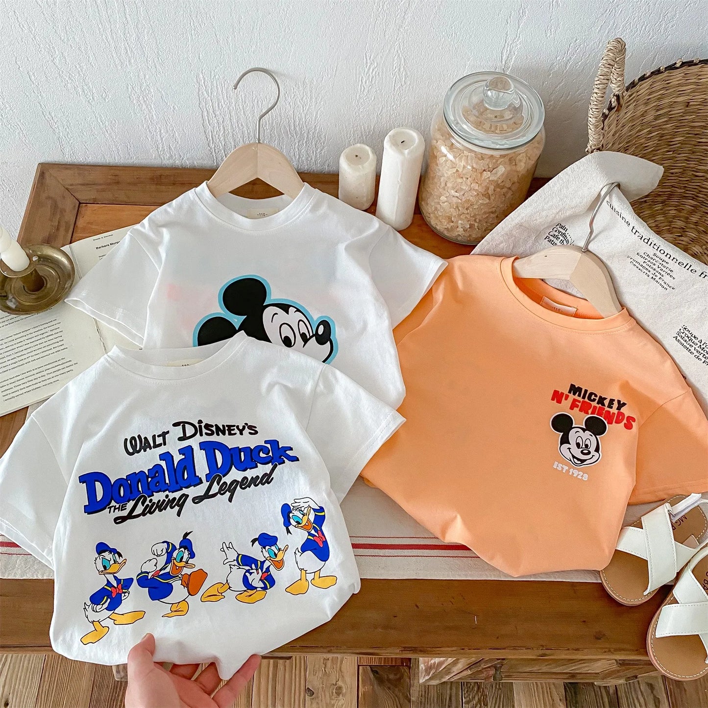 Donald Duck Pattern Boys T-shirt 2024 New Summer Clothing 1-6 Age Children's Wear Tops Short Sleeve Tees Kids Cartoon T Shirts