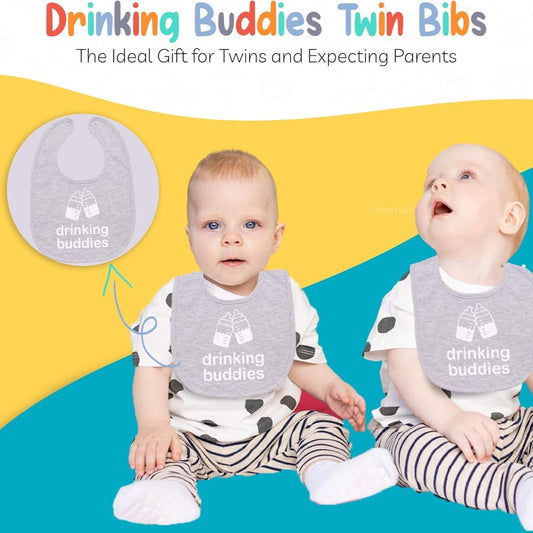 Drinking Buddies Bibs - Twins Baby Bibs for Boys and Girls