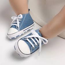 Baby Girls Boys Soft Anti-Slip First Walkers Star High Top Canvas Denim